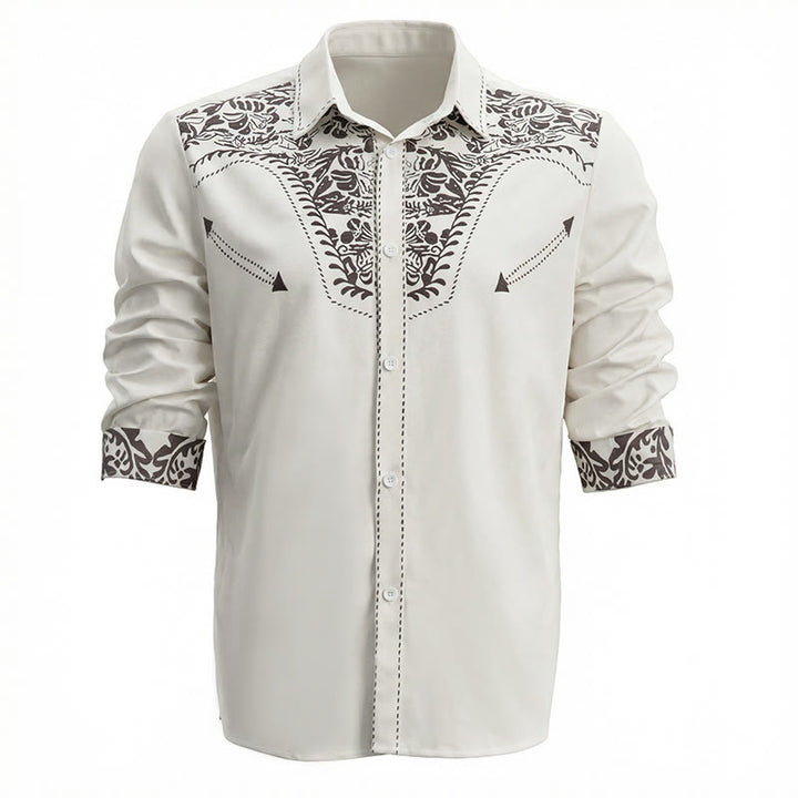 Camicia da cowboy bianca con stampa floreale retrò western - image 2