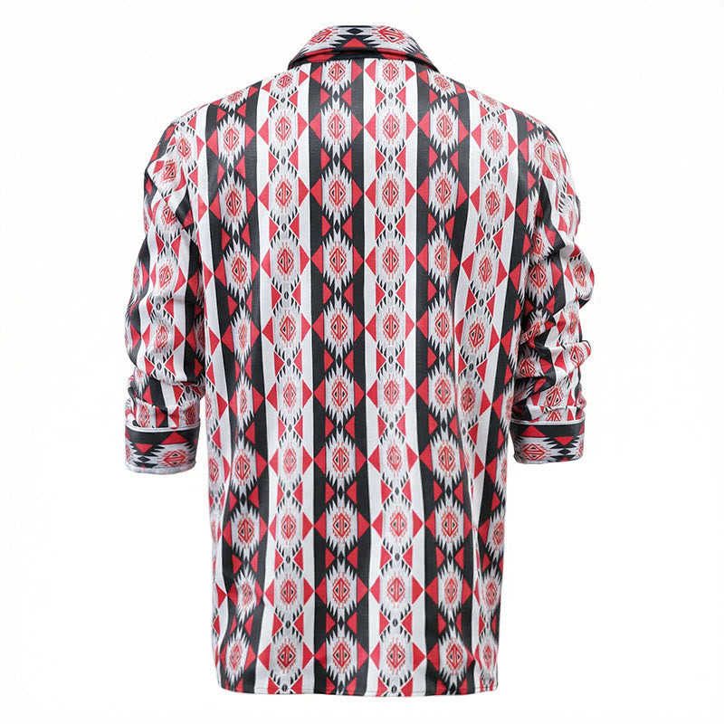 Camicia da cowboy western con stampa geometrica Navajo da uomo - image 3