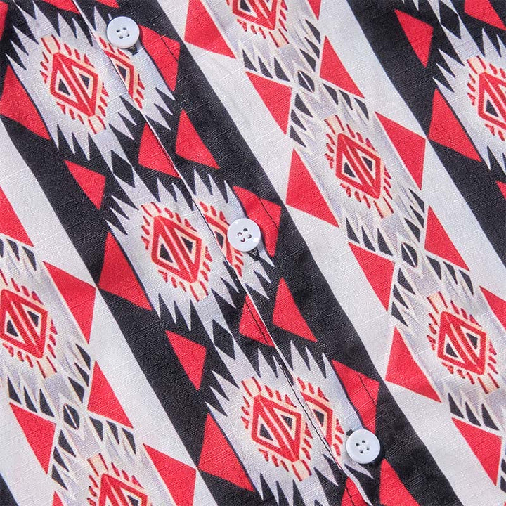 Camicia da cowboy western con stampa geometrica Navajo da uomo - image 8