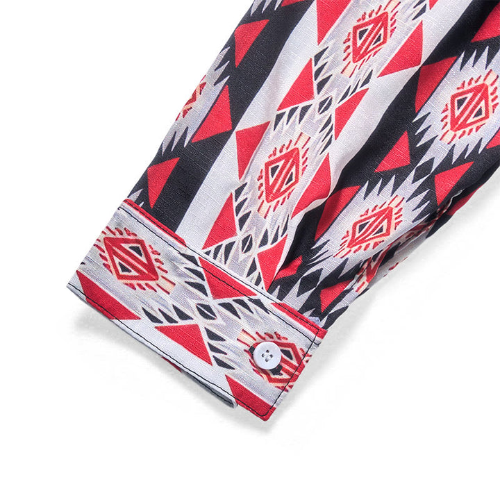 Camicia da cowboy western con stampa geometrica Navajo da uomo - image 9