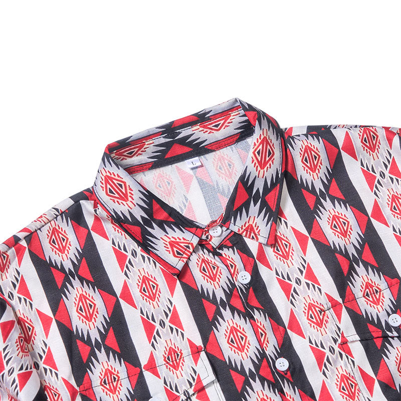 Camicia da cowboy western con stampa geometrica Navajo da uomo - image 6