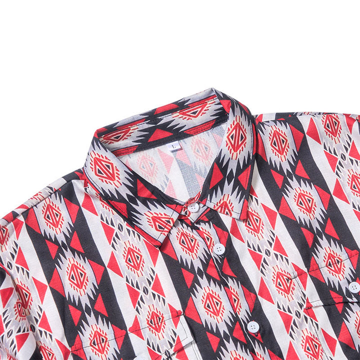 Camicia da cowboy western con stampa geometrica Navajo da uomo - image 6