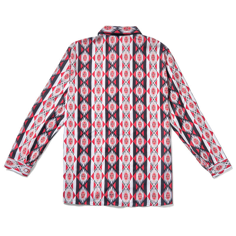 Camicia da cowboy western con stampa geometrica Navajo da uomo - image 5