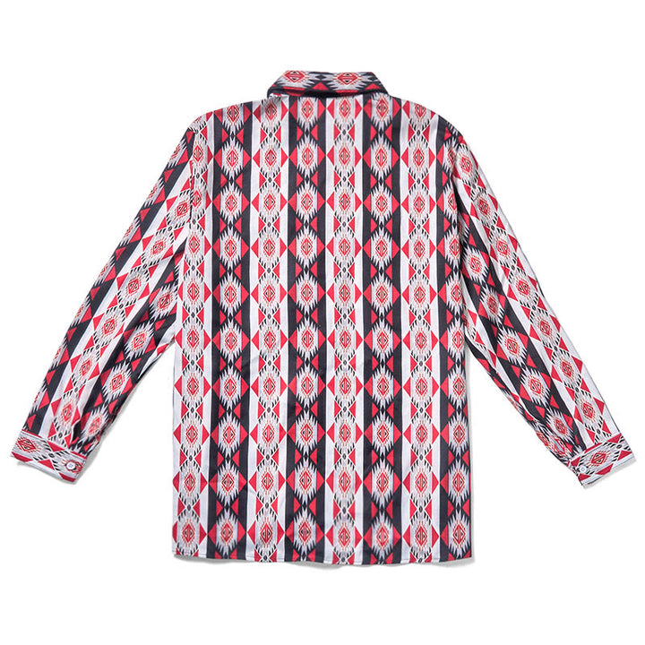 Camicia da cowboy western con stampa geometrica Navajo da uomo - image 5