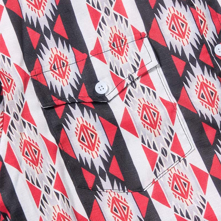 Camicia da cowboy western con stampa geometrica Navajo da uomo - image 7