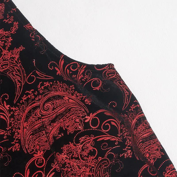 Gilet da uomo elegante con scollo a V e motivo paisley stampato a caldo, completo di papillon. - image 8