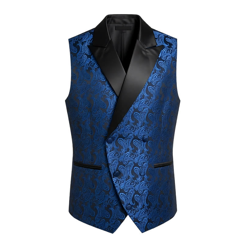 Gilet doppiopetto da uomo in jacquard con stampa paisley retrò - image 4