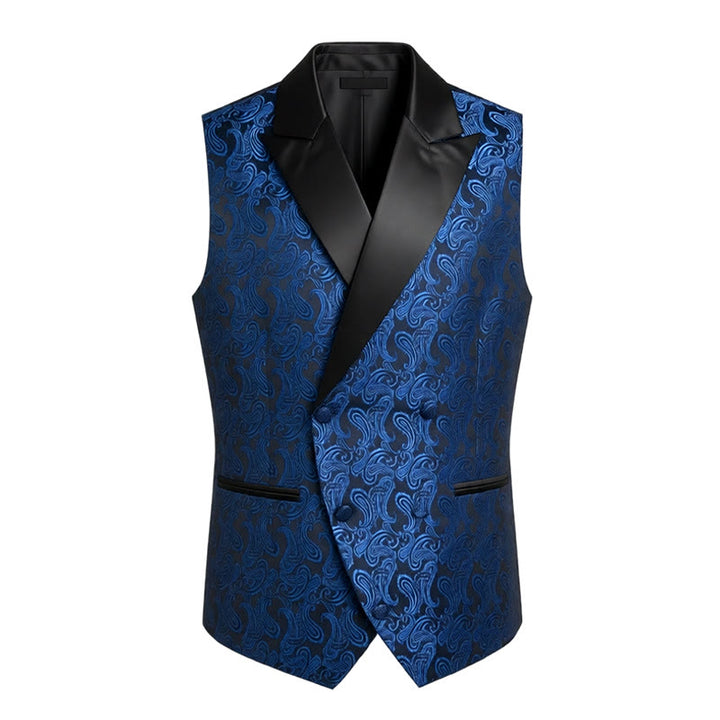 Gilet doppiopetto da uomo in jacquard con stampa paisley retrò - image 4