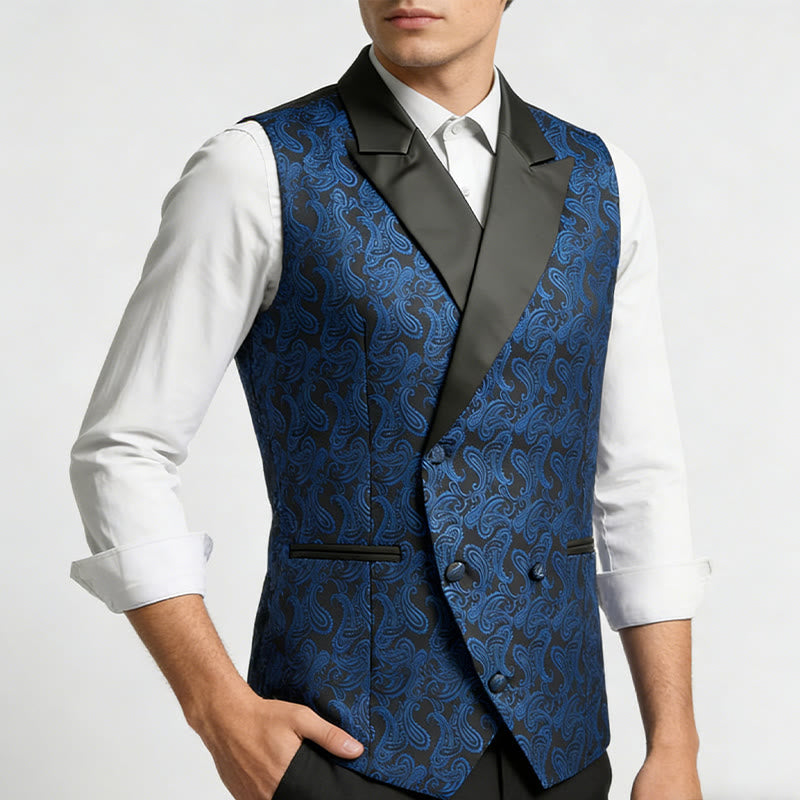 Gilet doppiopetto da uomo in jacquard con stampa paisley retrò - image 3