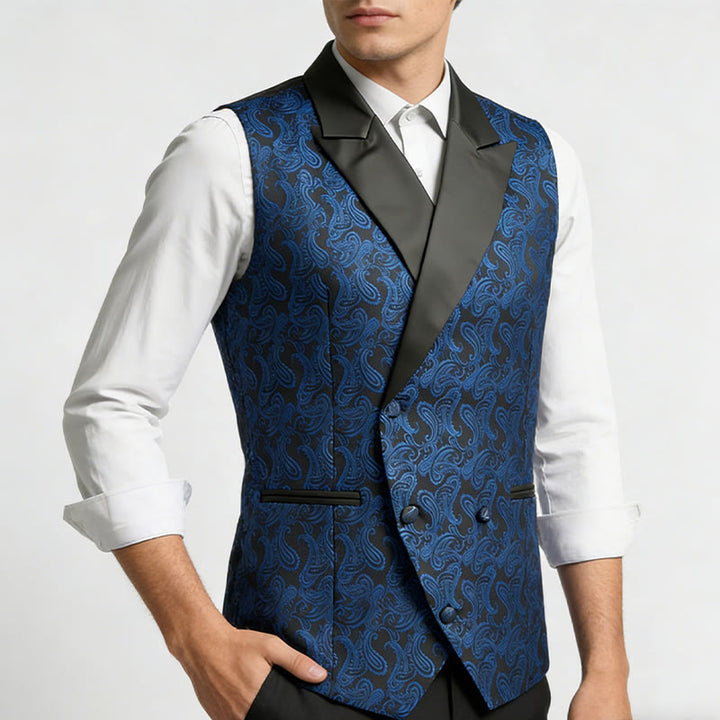 Gilet doppiopetto da uomo in jacquard con stampa paisley retrò - image 3