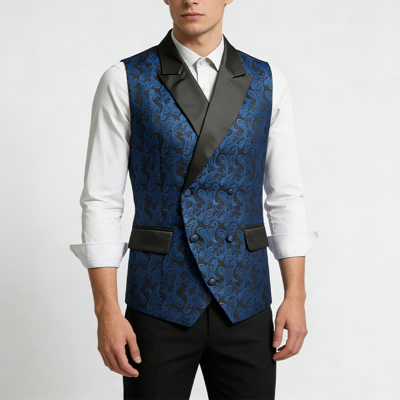 Gilet doppiopetto da uomo in jacquard con stampa paisley retrò - image 2