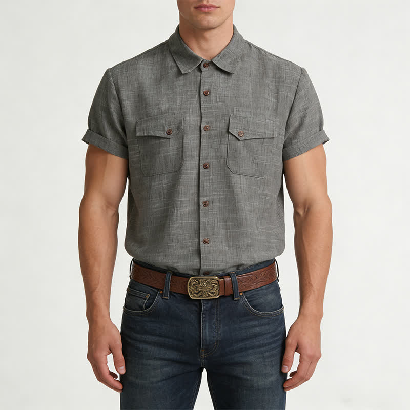 Camicia casual da uomo in stile western con tasche sul petto - image 1
