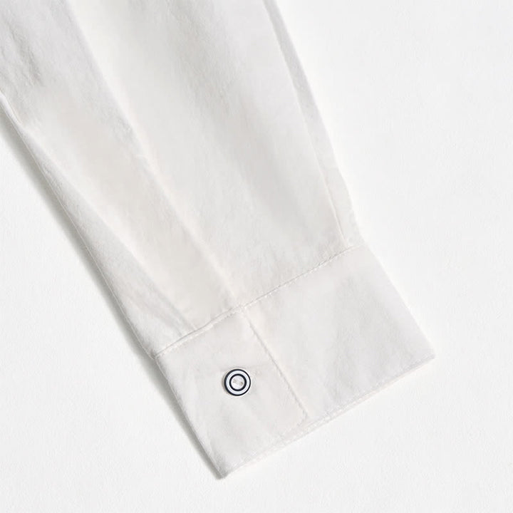Camicia da uomo retrò con colletto Henry, traspirante e tinta unita. - image 14