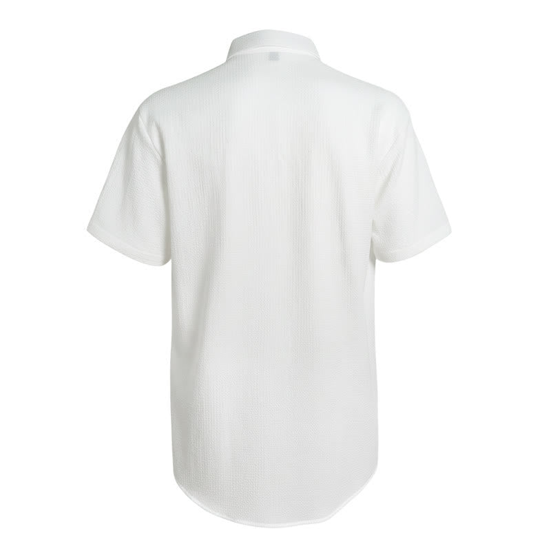 Camicia da uomo estiva a tinta unita con risvolto e taschino - image 9