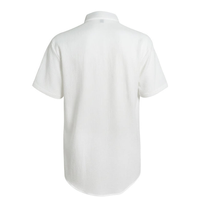 Camicia da uomo estiva a tinta unita con risvolto e taschino - image 9