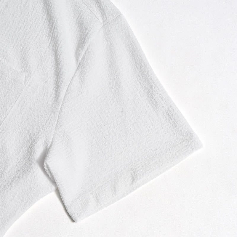 Camicia da uomo estiva a tinta unita con risvolto e taschino - image 12