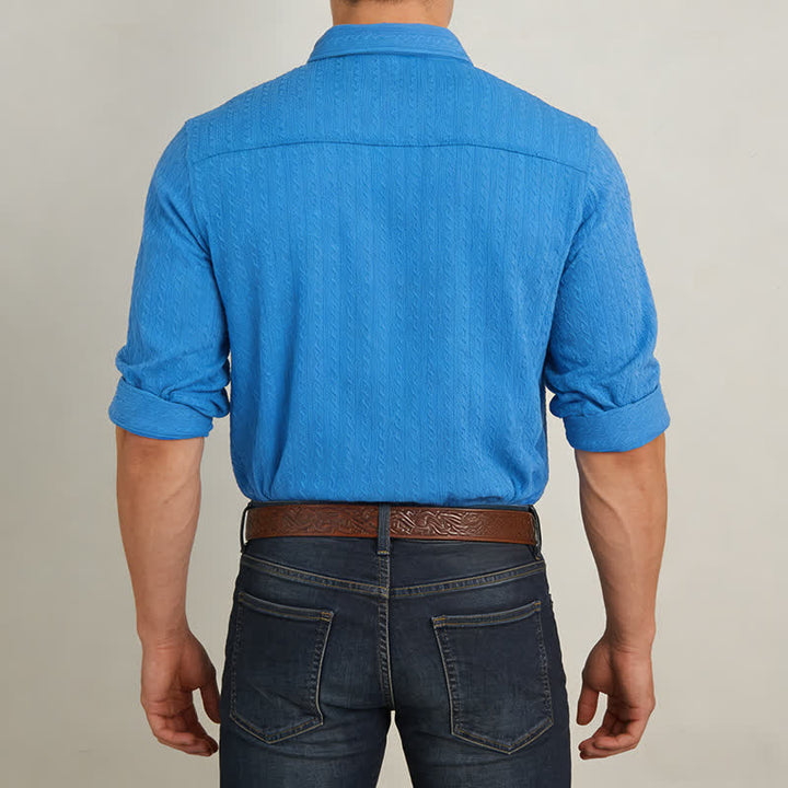 Camicia da lavoro a maniche lunghe da uomo in stile cowboy in stile retrò jacquard - image 3