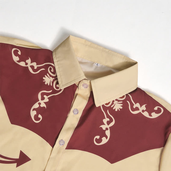 Camicia da uomo con stampa 3D e giogo a contrasto con motivo western da cowboy - image 10