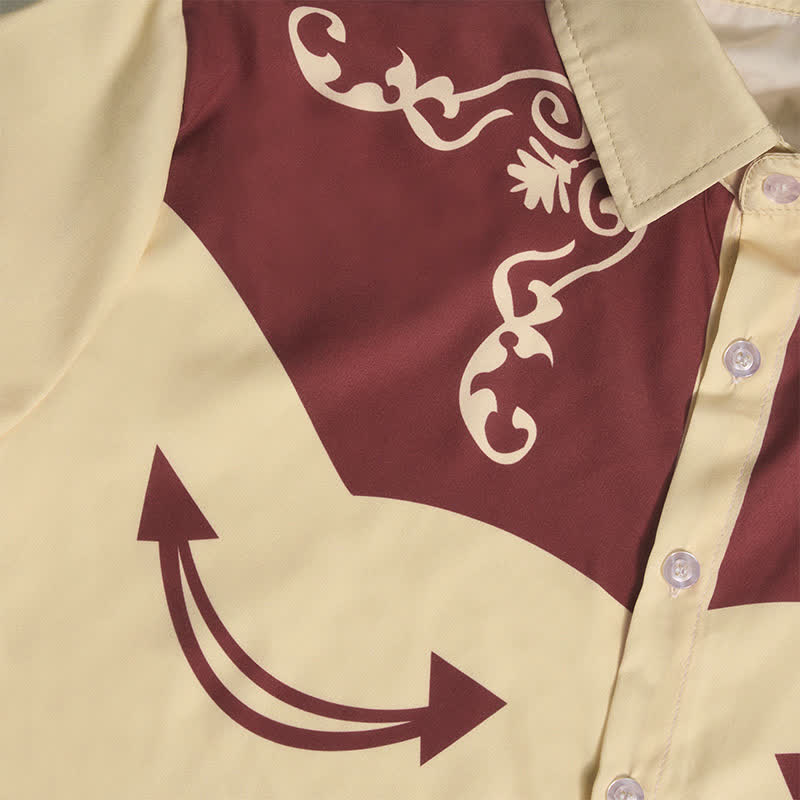 Camicia da uomo con stampa 3D e giogo a contrasto con motivo western da cowboy - image 11