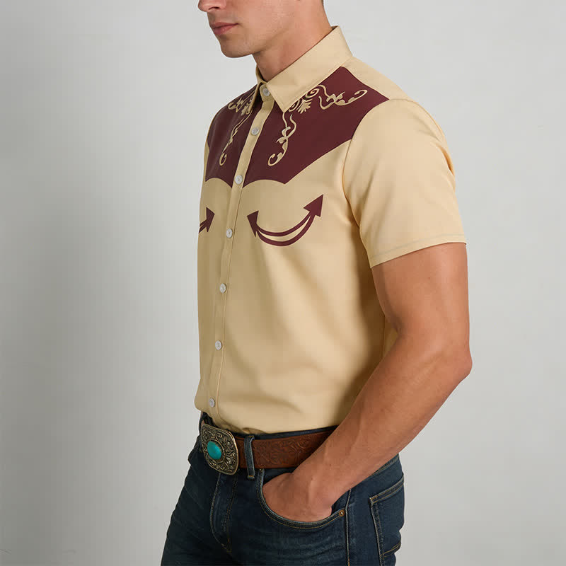 Camicia da uomo con stampa 3D e giogo a contrasto con motivo western da cowboy - image 2