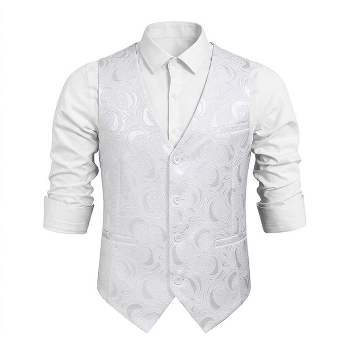 Gilet da uomo con tre tasche e fantasia paisley - Bianco - 5XL - image 11