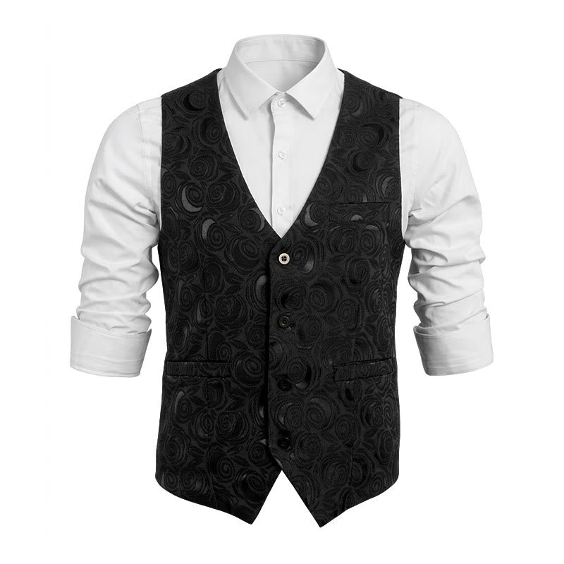 Gilet da uomo con tre tasche e fantasia paisley - Nero - 5XL - image 10
