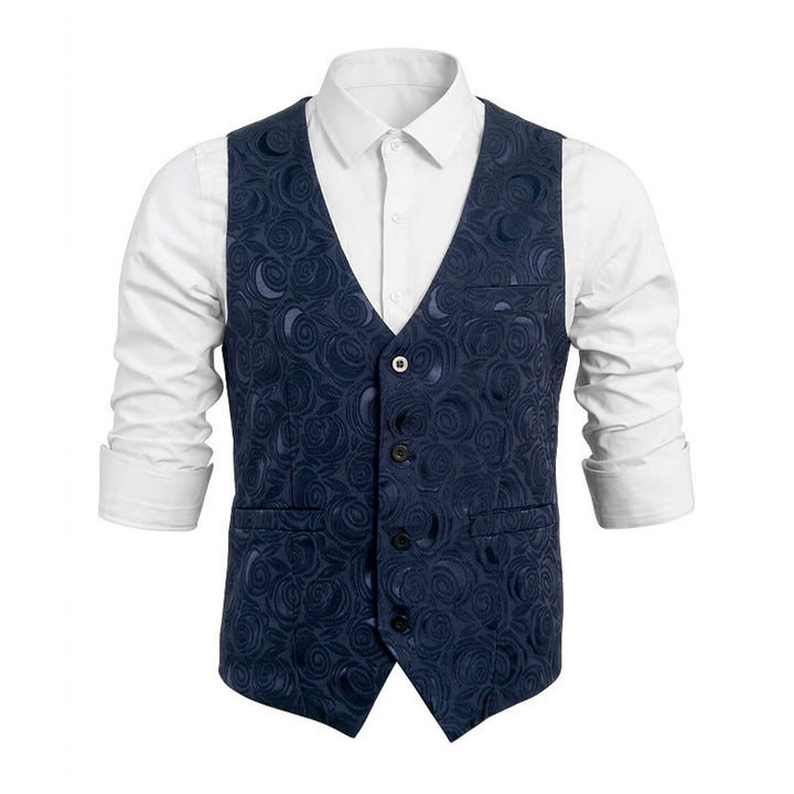 Gilet da uomo con tre tasche e fantasia paisley - Blu navy - 5XL - image 0