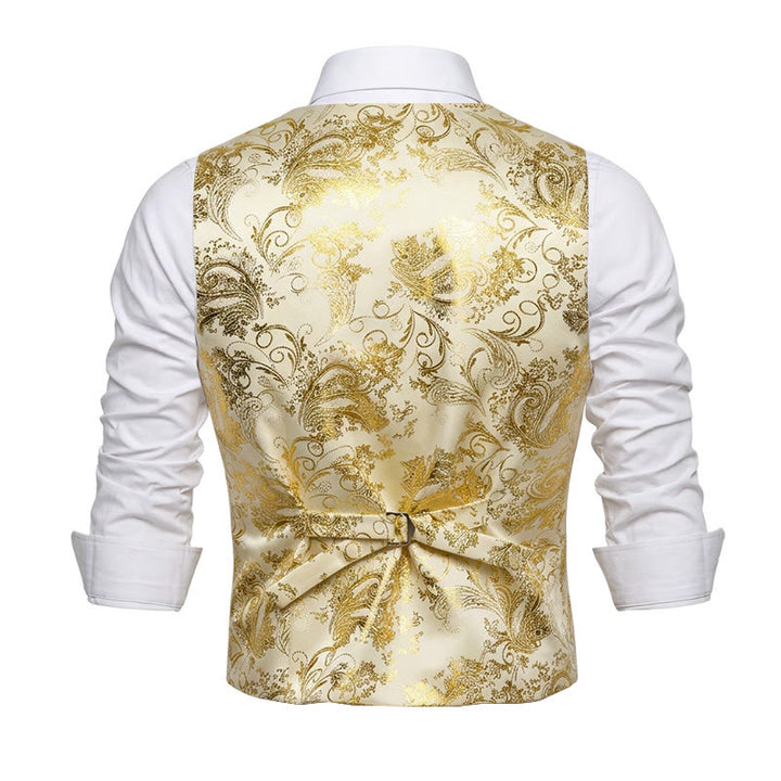Gilet da uomo slim fit con motivo jacquard paisley retrò - image 5