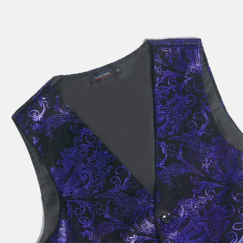 Gilet da uomo slim fit con motivo jacquard paisley retrò - image 14