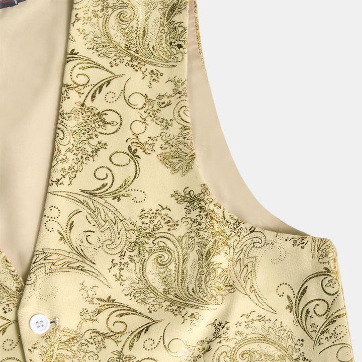 Gilet da uomo slim fit con motivo jacquard paisley retrò - image 10
