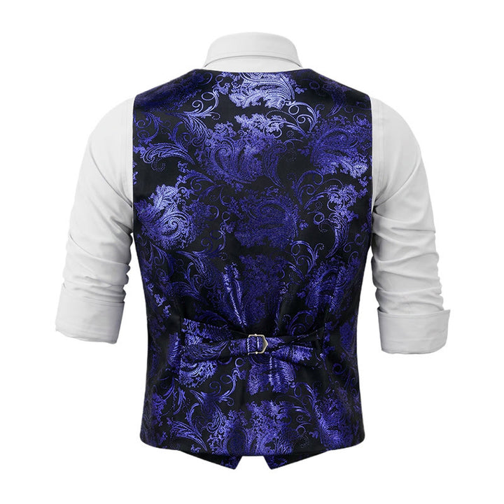 Gilet da uomo slim fit con motivo jacquard paisley retrò - image 12