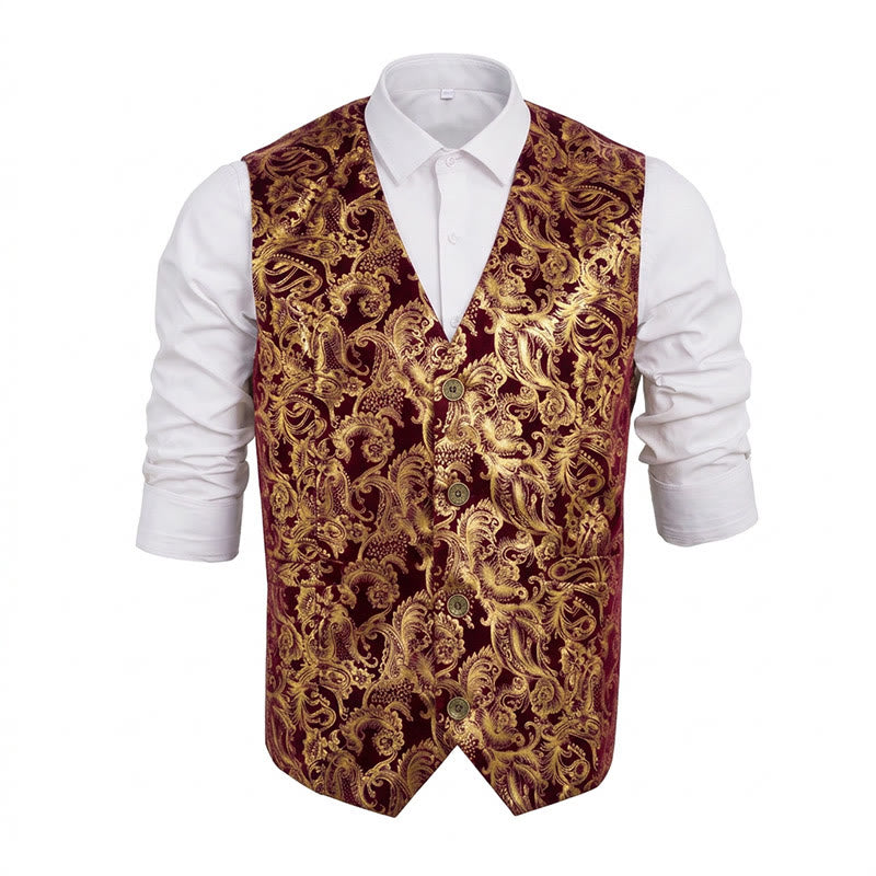Gilet da uomo con squisita fantasia Paisley stampata a caldo. - Rosso - 2XL - image 10