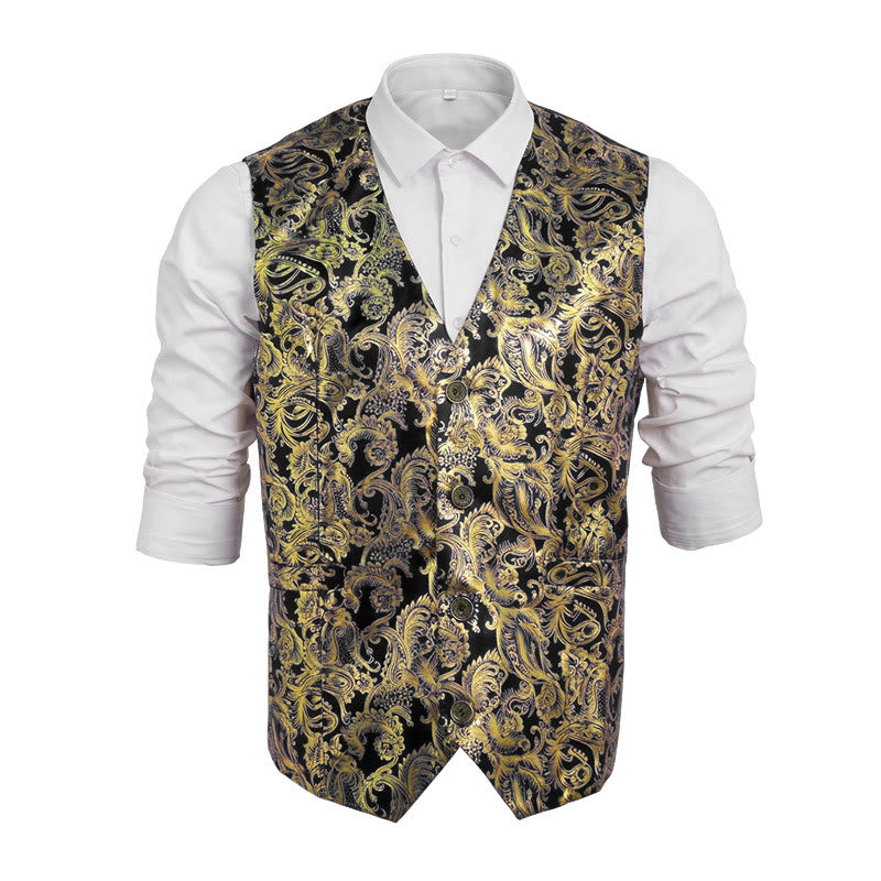 Gilet da uomo con squisita fantasia Paisley stampata a caldo. - Nero - 2XL - image 11