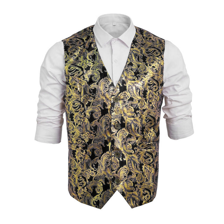 Gilet da uomo con squisita fantasia Paisley stampata a caldo. - Nero - 2XL - image 11