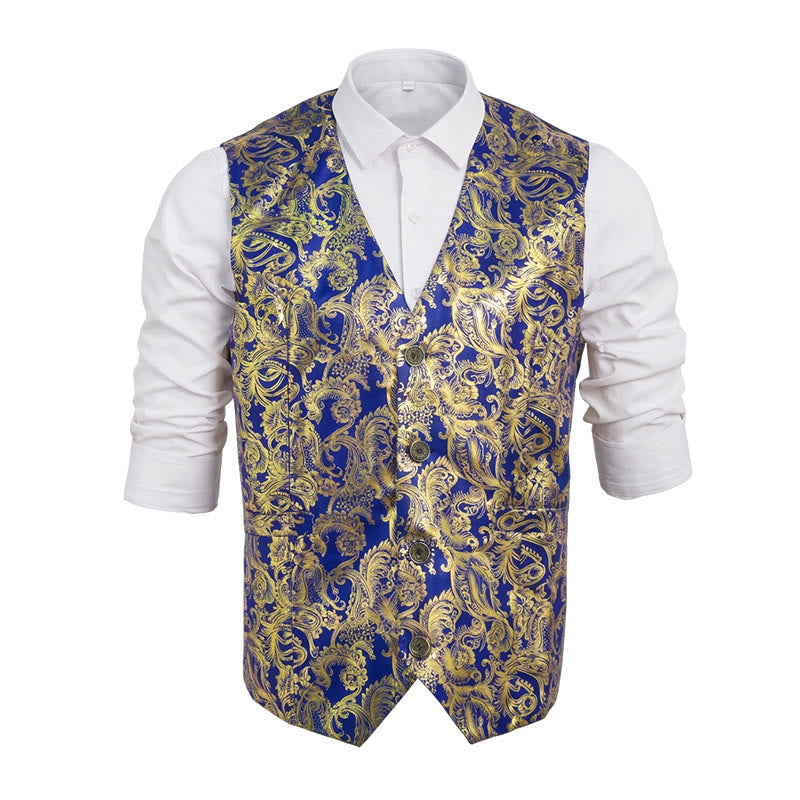 Gilet da uomo con squisita fantasia Paisley stampata a caldo. - Blu - 2XL - image 0
