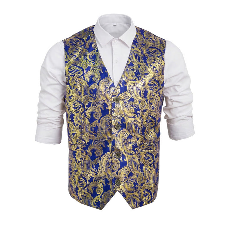 Gilet da uomo con squisita fantasia Paisley stampata a caldo. - Blu - 2XL - image 0