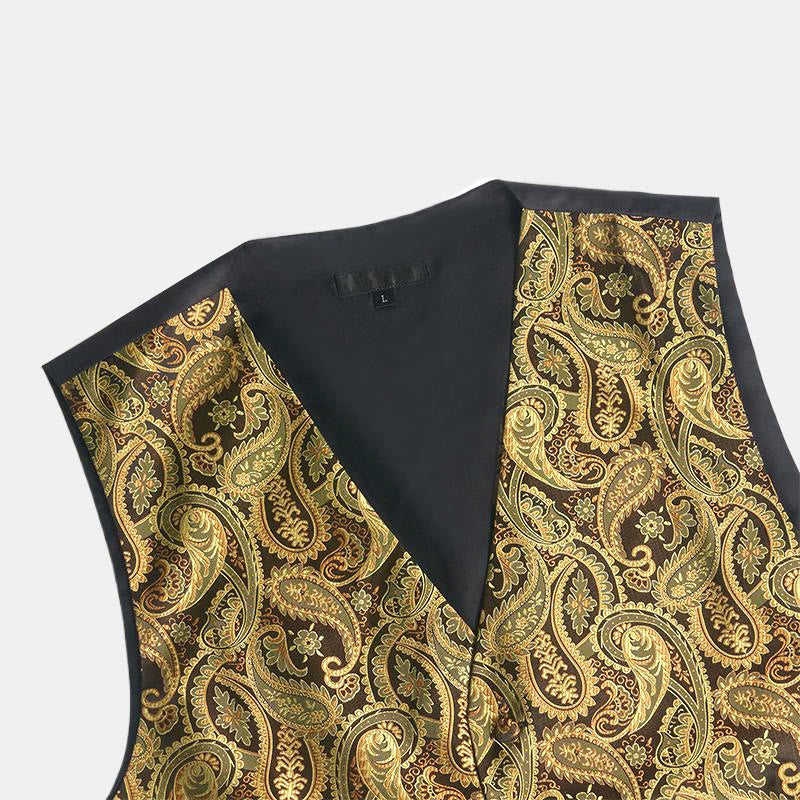 Set di 3 gilet da uomo in jacquard con motivo paisley - image 8
