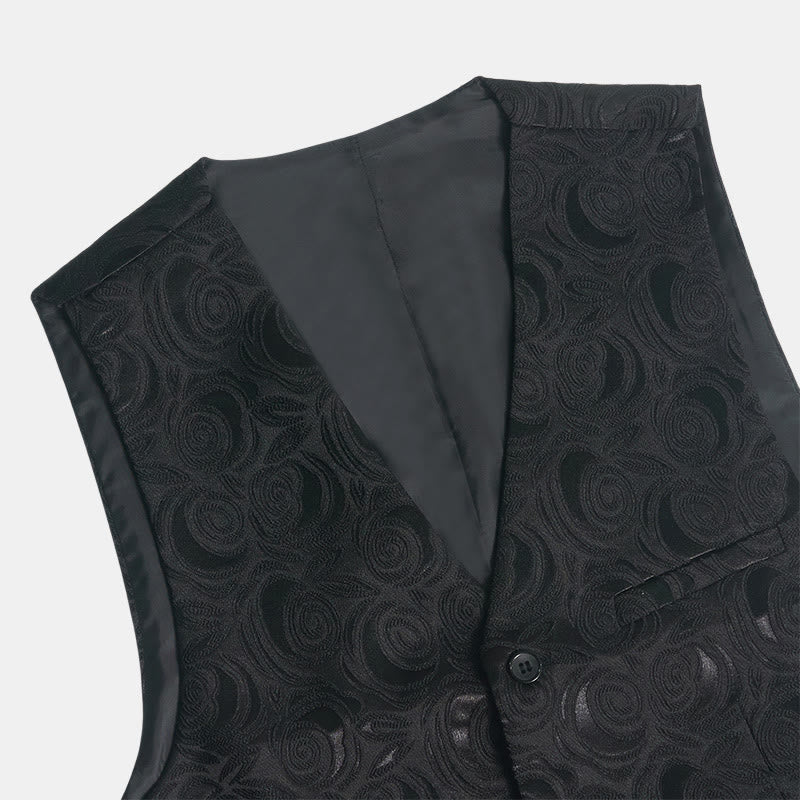 Gilet da uomo elegante in jacquard con motivo paisley e tre tasche, colore bianco. - image 12