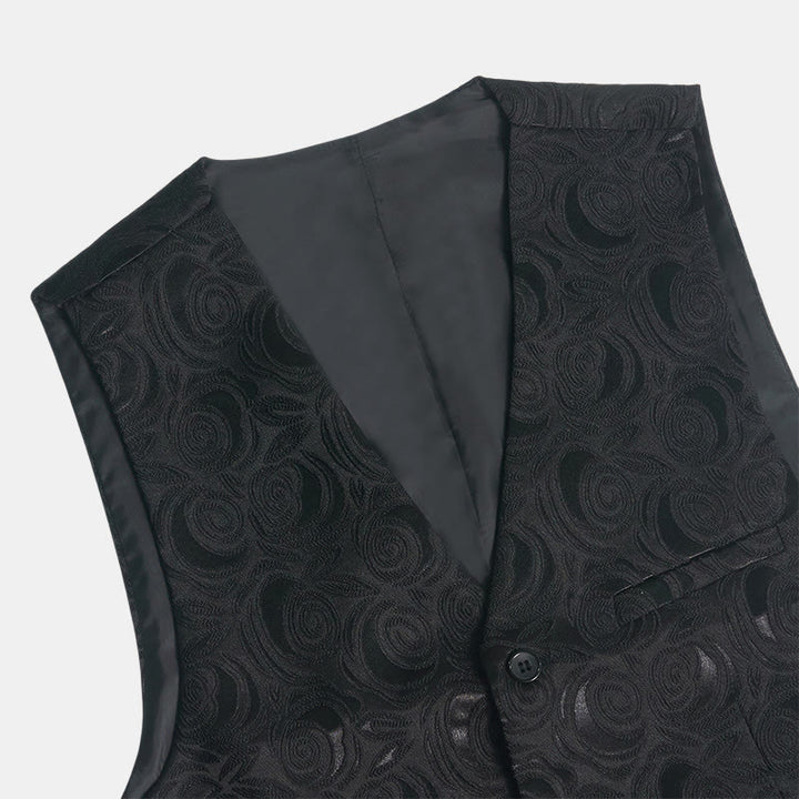 Gilet da uomo elegante in jacquard con motivo paisley e tre tasche, colore bianco. - image 12