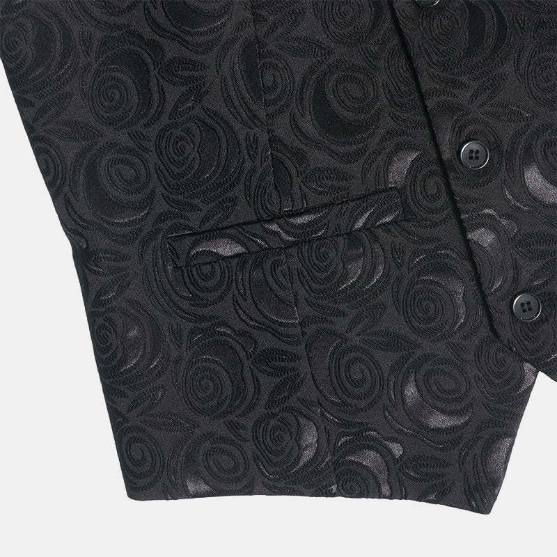 Gilet da uomo elegante in jacquard con motivo paisley e tre tasche, colore bianco. - image 13