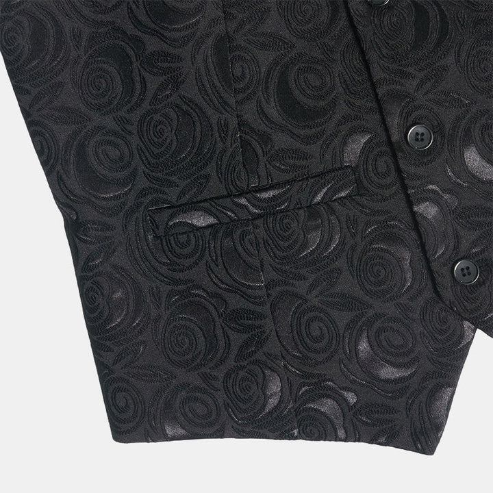 Gilet da uomo elegante in jacquard con motivo paisley e tre tasche, colore bianco. - image 13