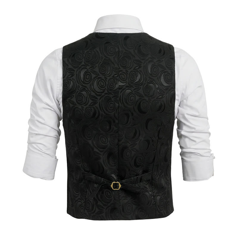 Gilet da uomo elegante in jacquard con motivo paisley e tre tasche, colore bianco. - image 11