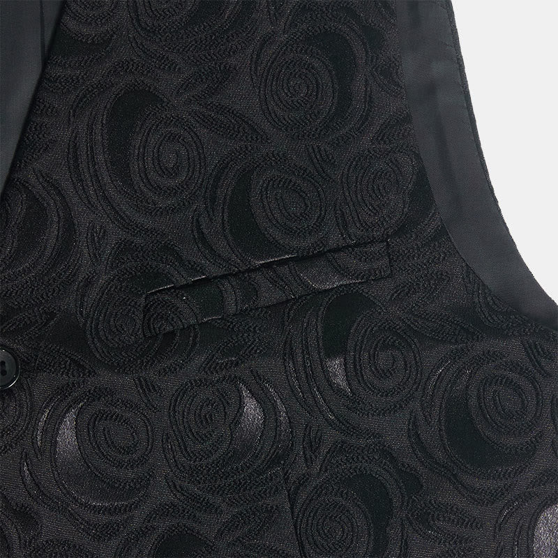 Gilet da uomo elegante in jacquard con motivo paisley e tre tasche, colore bianco. - image 14
