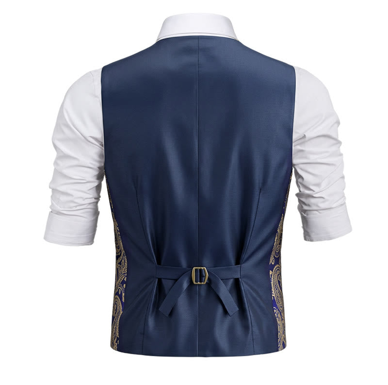Completo da uomo composto da 3 pezzi con gilet elegante e fantasia paisley retrò. - image 8