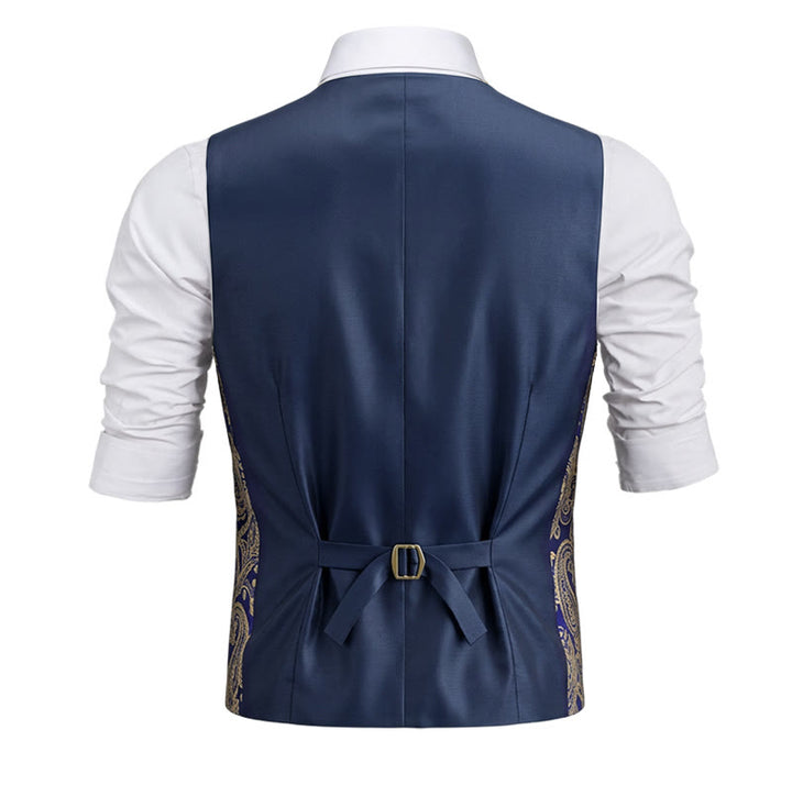 Completo da uomo composto da 3 pezzi con gilet elegante e fantasia paisley retrò. - image 8