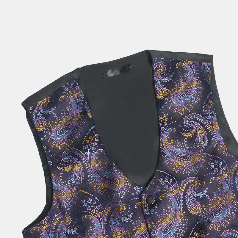 Completo da uomo composto da 3 pezzi con gilet elegante e fantasia paisley retrò. - image 9