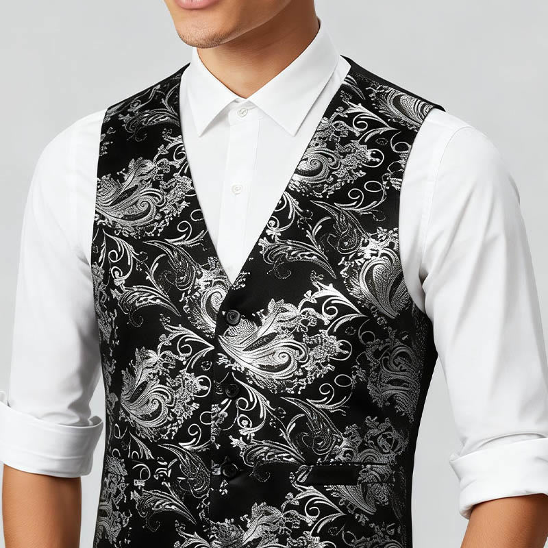 Gilet da uomo slim fit con motivo jacquard paisley retrò - image 2