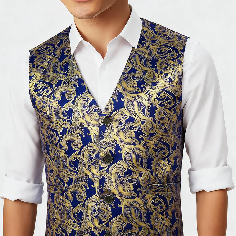 Gilet da uomo con squisita fantasia Paisley stampata a caldo. - image 2