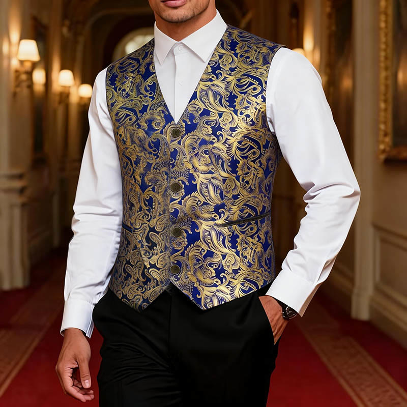 Gilet da uomo con squisita fantasia Paisley stampata a caldo. - image 1