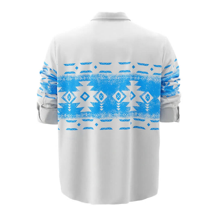 Camicia western da uomo con stampa geometrica azteca in stile sud-occidentale - image 6